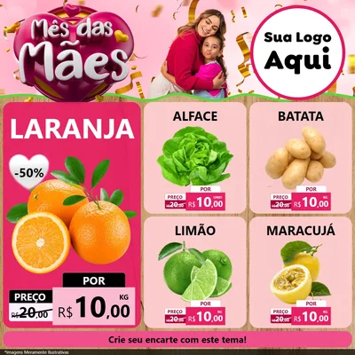 Modelo de Rede Social para Feed Facebook com o tema Mês das Mães para Hortifrúti