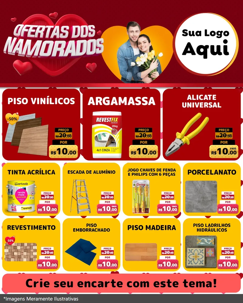 Modelo de Rede Social para Feed Instagram com o tema Ofertas Dos Namorados para Material para Construção
