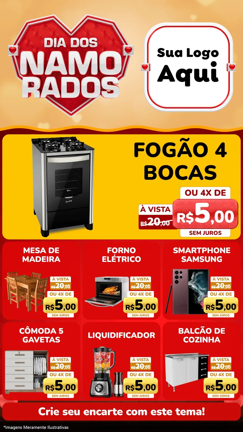 Modelo de Rede Social para Stories com o tema Dia dos Namorados para Móveis e Eletro