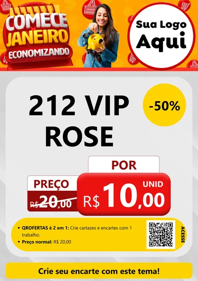 Modelo de Cartaz para Cartaz A4 Vertical com o tema Comece Janeiro Economizando para Perfumes