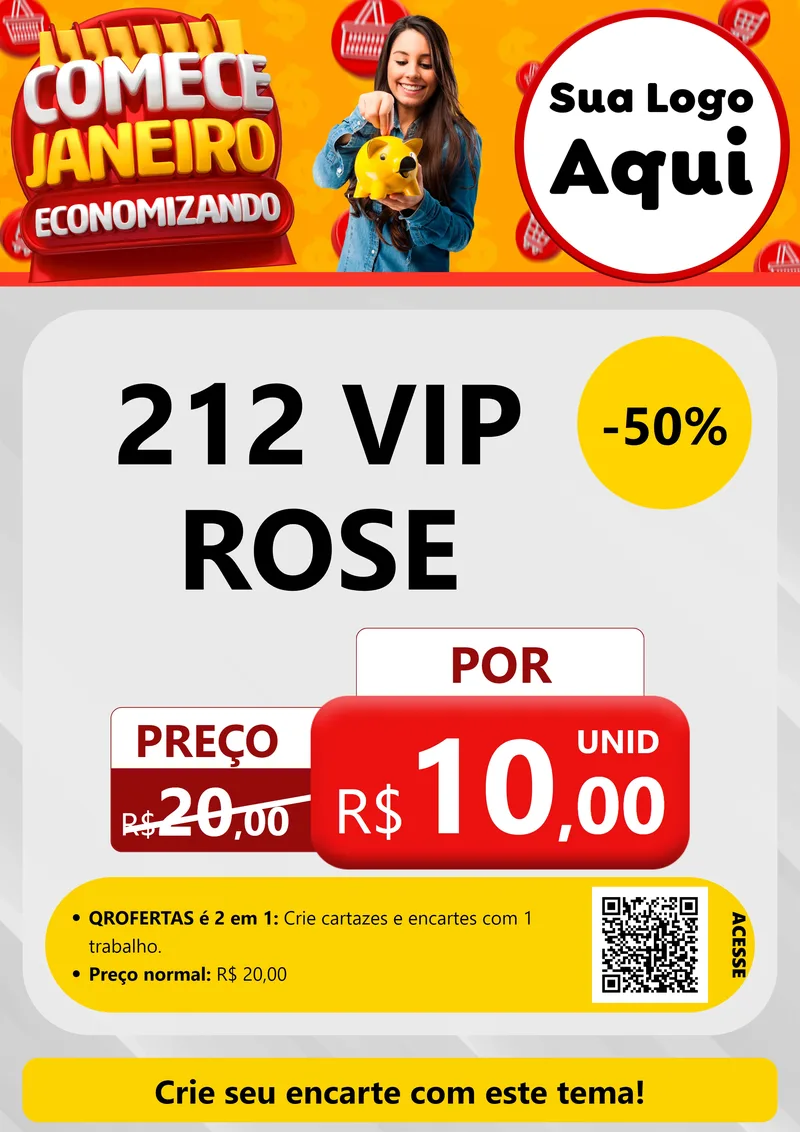 Modelo de Cartaz para Cartaz A4 Vertical com o tema Comece Janeiro Economizando para Perfumes