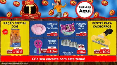 Modelo de TV para TV Horizontal com o tema Dia T - O Dia Mais Barato Do Mês para Pet Shop