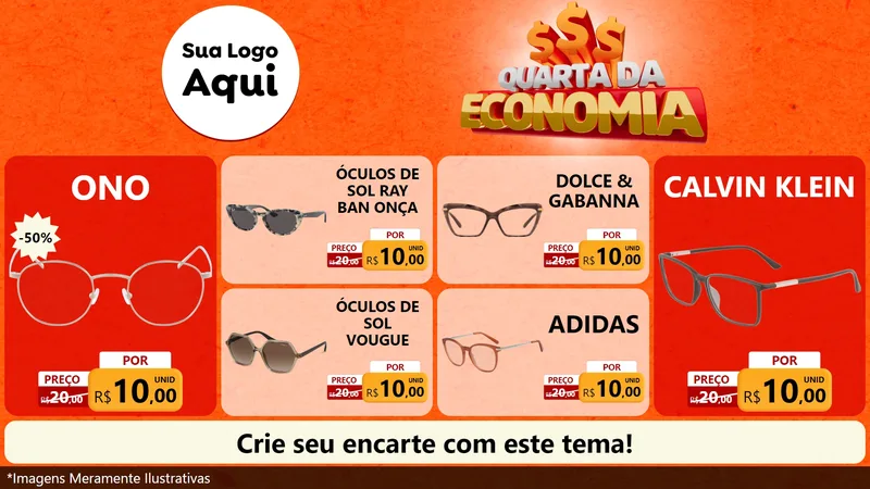 Modelo de TV para TV Horizontal com o tema Quarta da Economia para Óticas