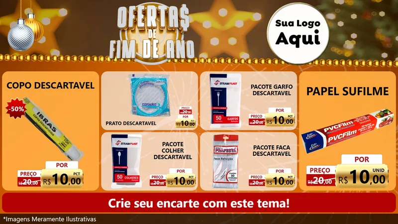 Modelo de TV para TV Horizontal com o tema Ofertas de Fim de Ano para Embalagens