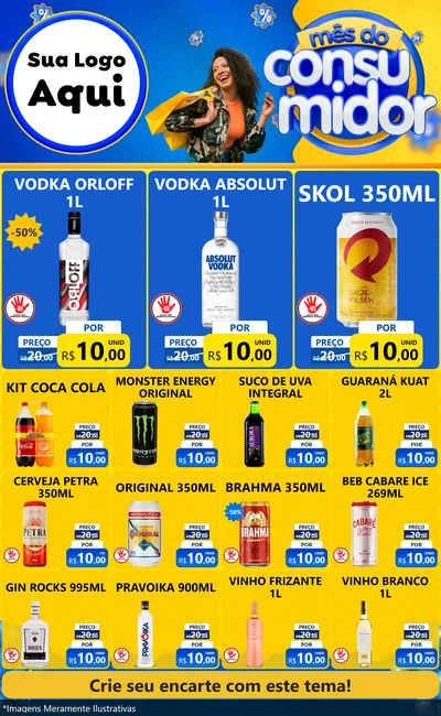 Modelo de Encarte para Encarte Grande com o tema Mês do Consumidor para Distribuidora de bebidas