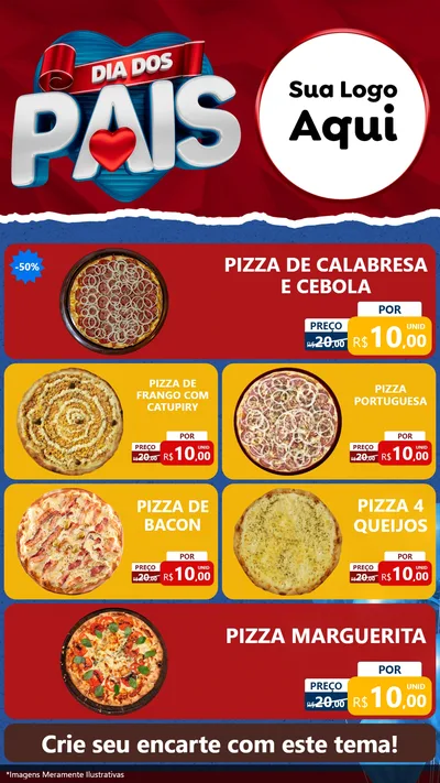 Modelo de TV para TV Vertical com o tema Dia dos Pais para Pizzaria