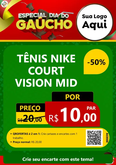 Modelo de Cartaz para Cartaz A4 Vertical com o tema Especial Dia do Gaúcho para Calçados