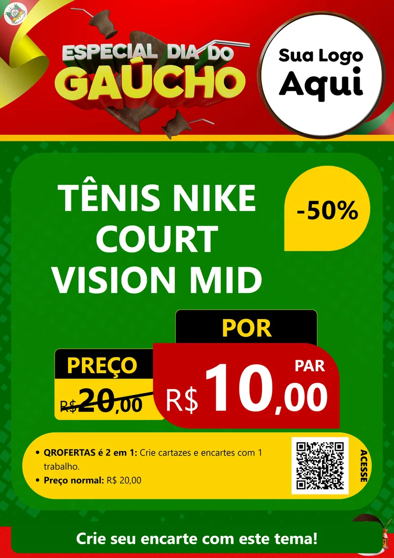 Modelo de Cartaz para Cartaz A4 Vertical com o tema Especial Dia do Gaúcho para Calçados