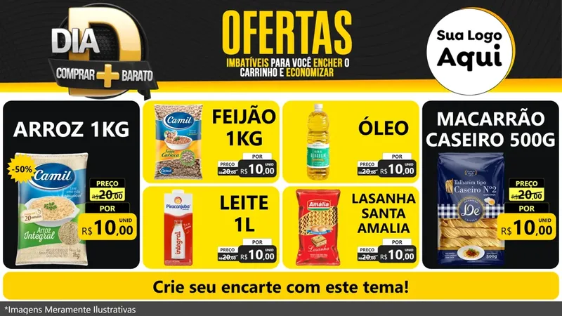 Modelo de TV para TV Horizontal com o tema Dia D Mais Economia para Supermercado
