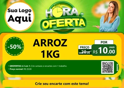 Modelo de Cartaz para Cartaz A4 Horizontal com o tema Hora da Oferta para Supermercado