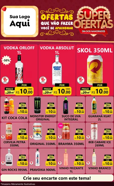 Modelo de Encarte para Encarte Grande com o tema Dia dos Namorados para Distribuidora de bebidas