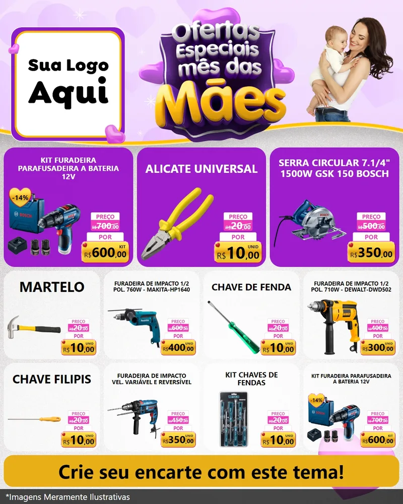 Modelo de Rede Social para Feed Instagram com o tema Ofertas Especiais - Mês das Mães para Maquinas e Ferramentas