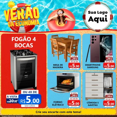 Modelo de Rede Social para Feed Facebook com o tema Verão da Economia para Móveis e Eletro