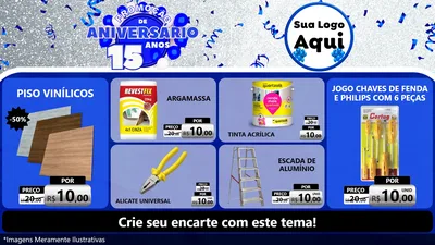 Modelo de TV para TV Horizontal com o tema Promoção de Aniversário - 15 Anos para Material para Construção