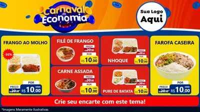 Modelo de TV para TV Horizontal com o tema Carnaval da Economia para Restaurante
