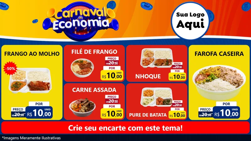Modelo de TV para TV Horizontal com o tema Carnaval da Economia para Restaurante