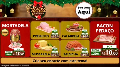 Modelo de TV para TV Horizontal com o tema Ofertas Natalina para Frios e Laticínios