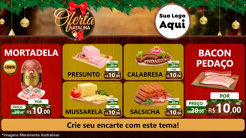 Modelo de TV para TV Horizontal com o tema Ofertas Natalina para Frios e Laticínios