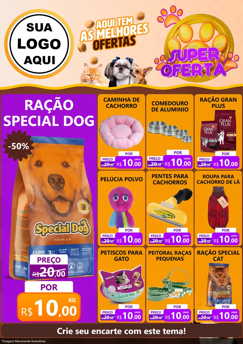 Modelo de Encarte para Encarte A4 Vertical com o tema Super Oferta - Pet Shop para Pet Shop