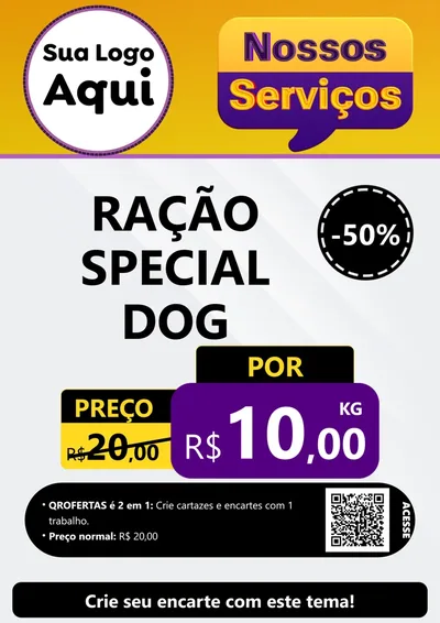 Modelo de Cartaz para Cartaz A4 Vertical com o tema Nossos Serviços para Pet Shop