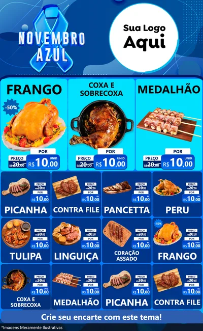 Modelo de Encarte para Encarte Grande com o tema Novembro Azul para Assados