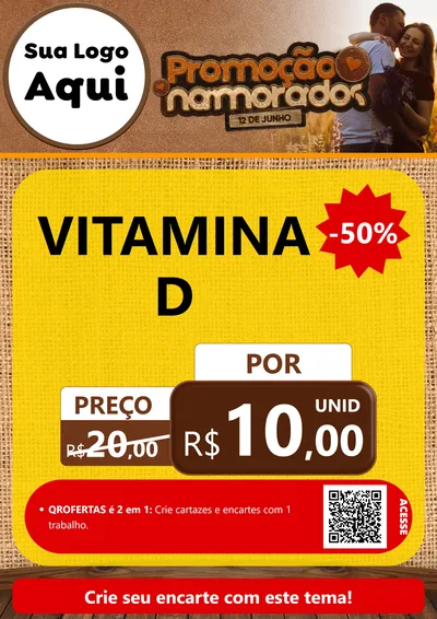Modelo de Cartaz para Cartaz A4 Vertical com o tema Promoção Namorados para Farmácia