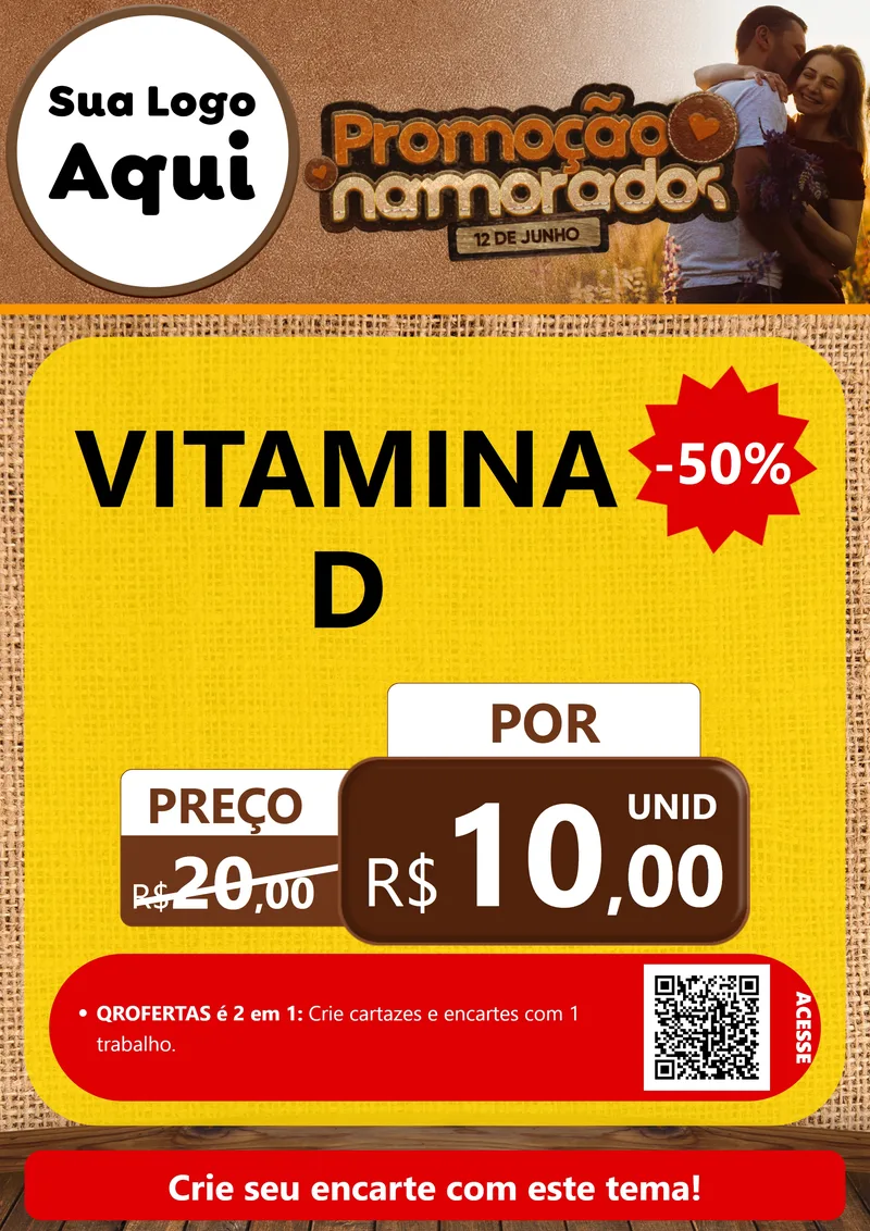 Modelo de Cartaz para Cartaz A4 Vertical com o tema Promoção Namorados para Farmácia