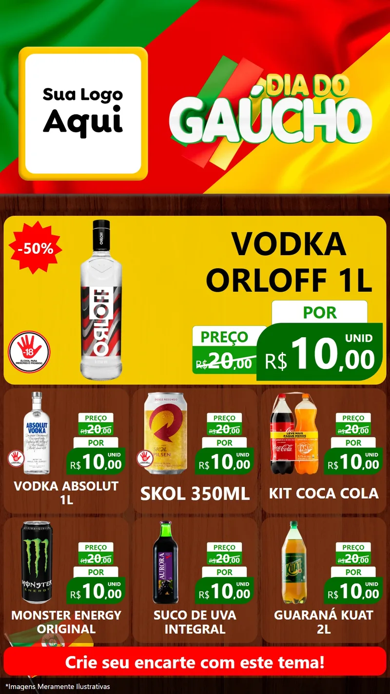 Modelo de Rede Social para Stories com o tema Dia do Gaúcho para Distribuidora de bebidas