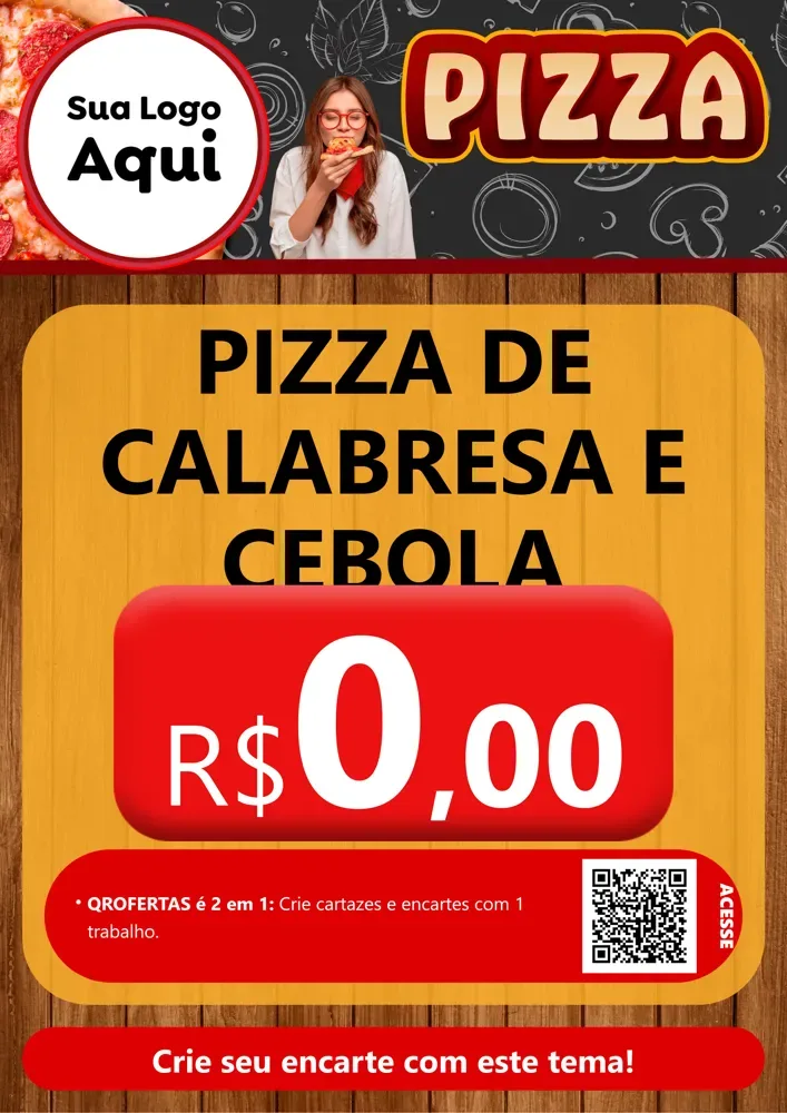 Modelo de Cartaz para Cartaz A4 Vertical com o tema Pizza para Pizzaria