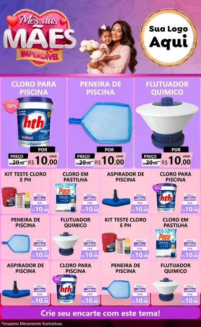 Modelo de Encarte para Encarte Grande com o tema Mês das Mães Imperdível para Produtos para Piscina