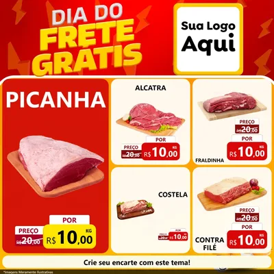 Modelo de Rede Social para Feed Facebook com o tema Dia do Frete Grátis para Açougue