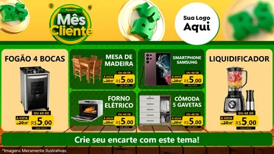 Modelo de TV para TV Horizontal com o tema Especial Mês do Cliente para Móveis e Eletro