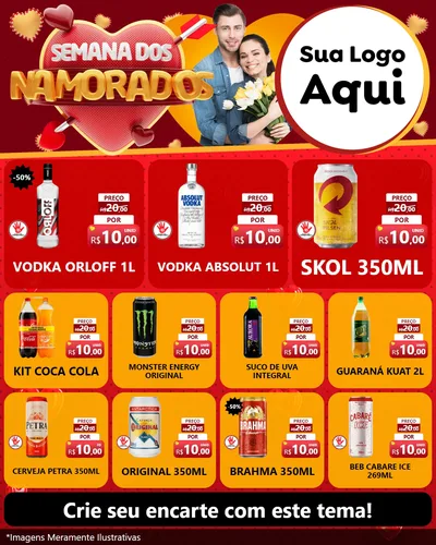 Modelo de Rede Social para Feed Instagram com o tema Semana dos Namorados para Distribuidora de bebidas