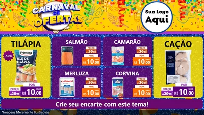 Modelo de TV para TV Horizontal com o tema Carnaval de Ofertas para Peixaria