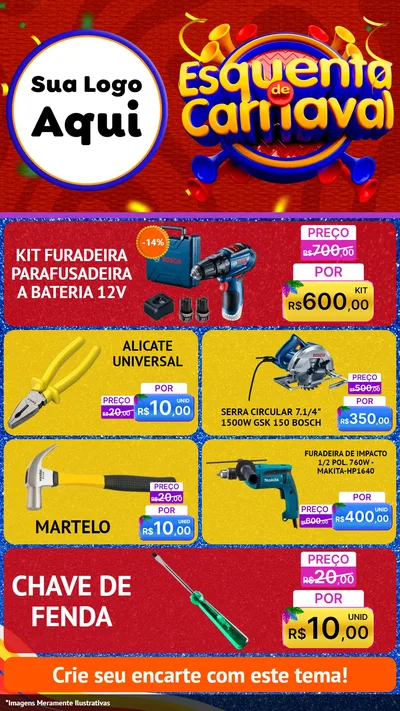 Modelo de TV para TV Vertical com o tema Esquenta de Carnaval para Maquinas e Ferramentas