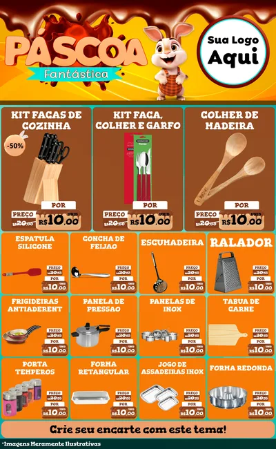 Modelo de Encarte para Encarte Grande com o tema Páscoa Fantástica para Utilidades Domésticas