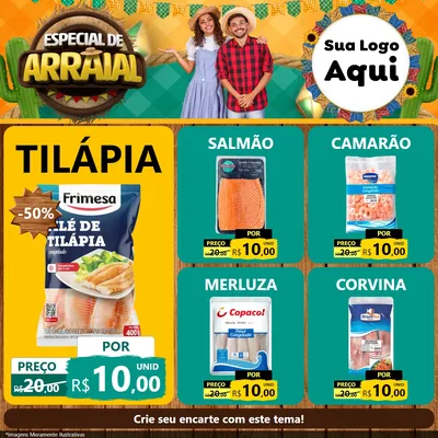 Modelo de Rede Social para Feed Facebook com o tema Especial De Arraial para Peixaria