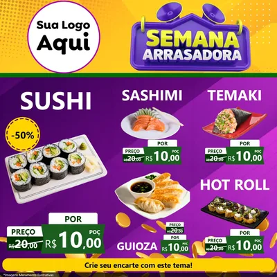 Modelo de Rede Social para Feed Facebook com o tema Semana Arrasadora para Comida japonesa