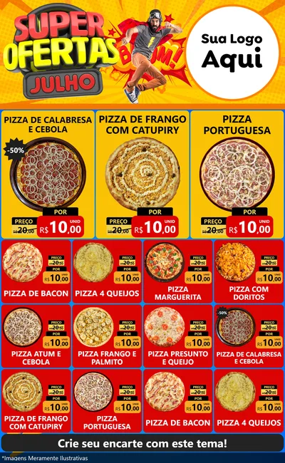 Modelo de Encarte para Encarte Grande com o tema Super Ofertas Julho para Pizzaria