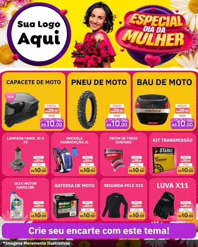 Modelo de Rede Social para Feed Instagram com o tema Especial Dia da Mulher para Moto peças