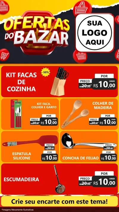 Modelo de TV para TV Vertical com o tema Ofertas do Bazar para Utilidades Domésticas