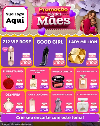 Modelo de Rede Social para Feed Instagram com o tema Promoção Dia das Mães para Perfumes