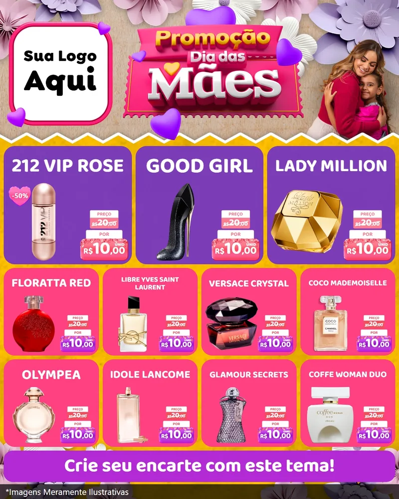Modelo de Rede Social para Feed Instagram com o tema Promoção Dia das Mães para Perfumes