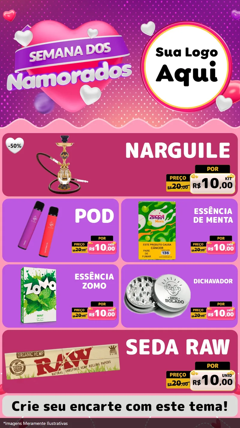 Modelo de TV para TV Vertical com o tema Semana dos Namorados para Tabacaria