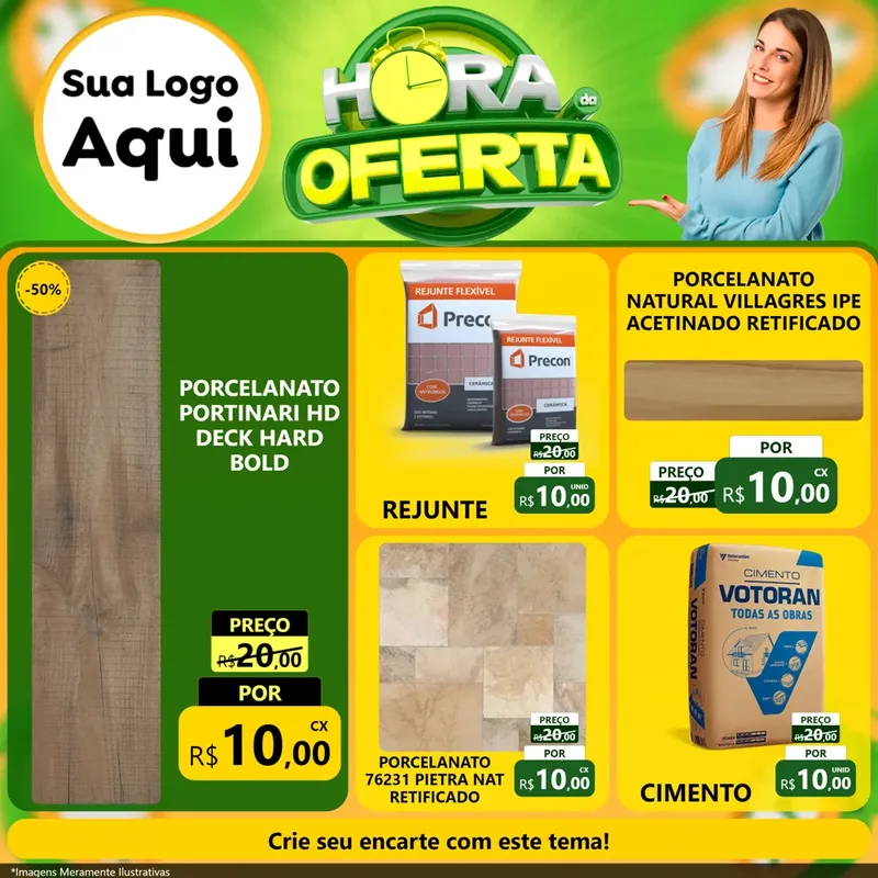 Modelo de Rede Social para Feed Facebook com o tema Hora da Oferta para Pisos e revestimentos