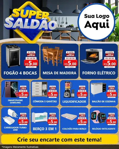 Modelo de Rede Social para Feed Instagram com o tema Super Saldão para Móveis e Eletro