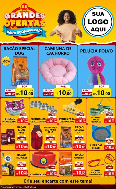 Modelo de Encarte para Encarte Grande com o tema Grandes Ofertas Para Economizar! para Pet Shop