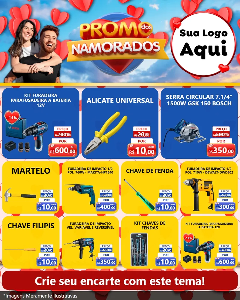 Modelo de Rede Social para Feed Instagram com o tema Promo dos Namorados para Maquinas e Ferramentas