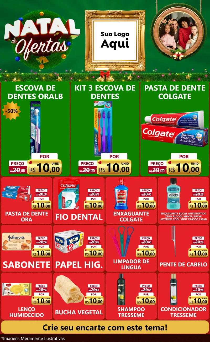 Modelo de Encarte para Encarte Grande com o tema Natal de Ofertas para Higiene Pessoal
