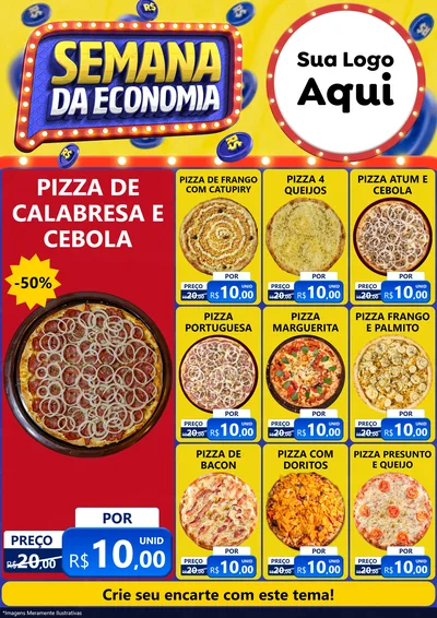 Modelo de Encarte para Encarte A4 Vertical com o tema Semana da Economia para Pizzaria